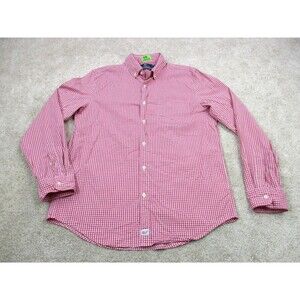 Vineyard Vines Shirt Mens Medium Slim Pink White Plaid Whale Murray Button Up